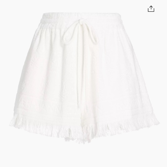 Zimmermann Pants - White Fringe Hem Shorts
